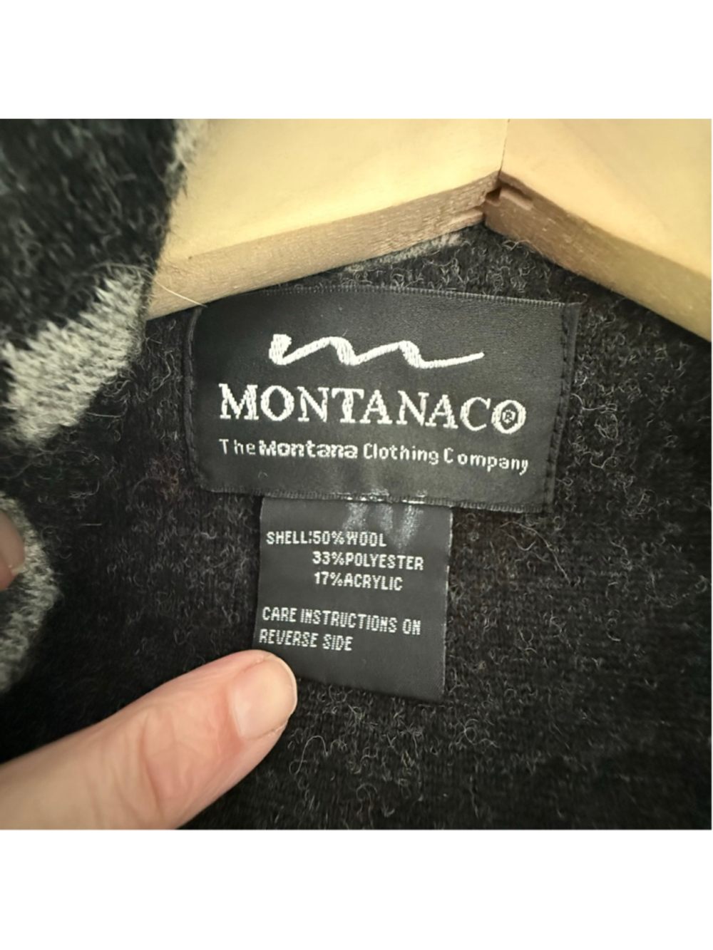 Montanaco Wool Blend Southwestern Draped Hooded Vest Size M/L/OS - Picture 5 of 7